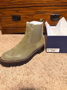 Olive Suede Chelsea Boot for women -